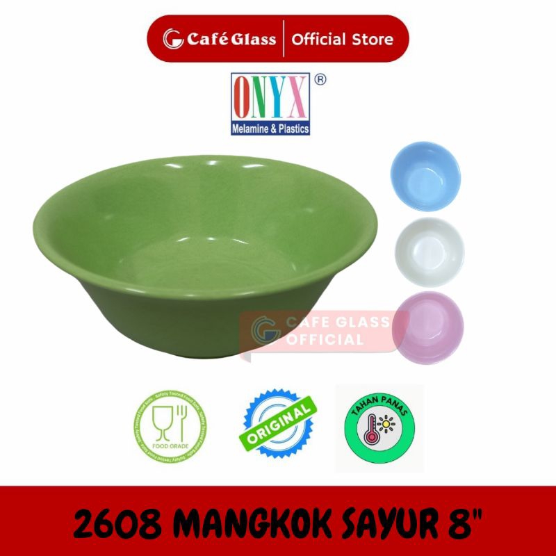 Mangkok Jumbo Melamin 8" Onyx / Mangkok Sayur 20.5 Cm Aesthetic Warna Pastel Tebal Murah 2608