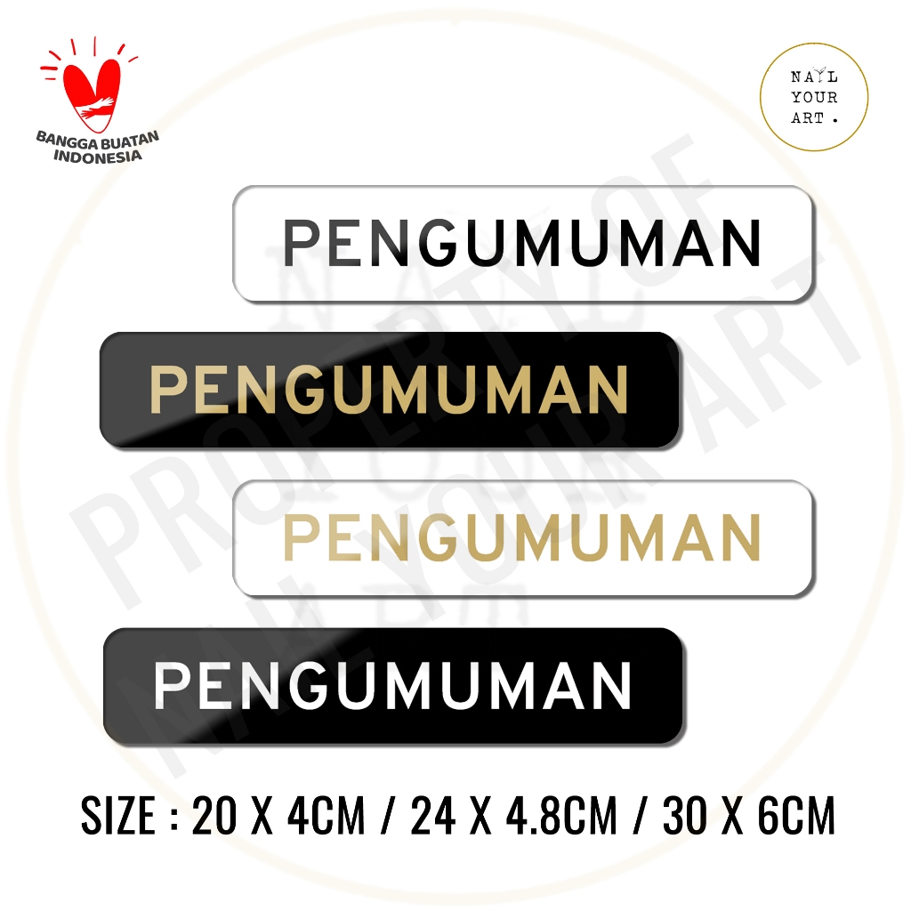 Jual Sign Akrilik Papan Informasi PENGUMUMAN Minimalis - Nail Your Art ...