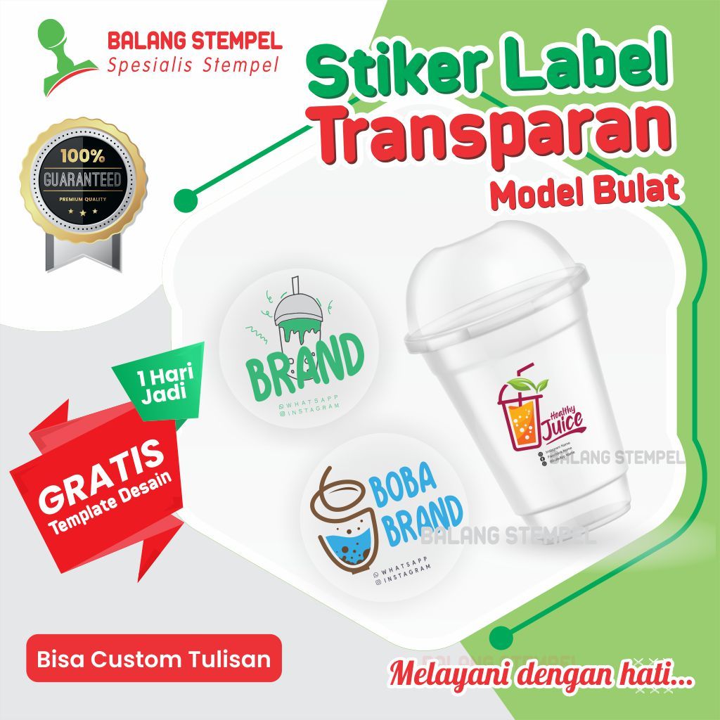 Jual Cetak Stiker Transparan Custom Print Label Brand Kemasan Makanan ...