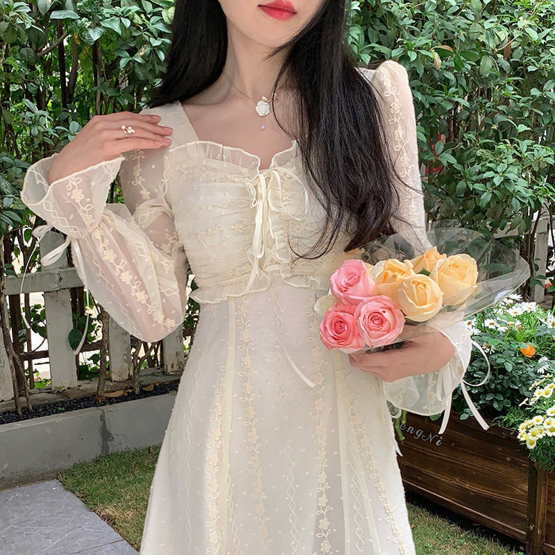 green emerald velvet dress Beach Style Floral Mini Dress Woman Boho 2025 Spring Long Sleeve Party Fairy Dress Female Fashion Casual Elegant Korean Dress