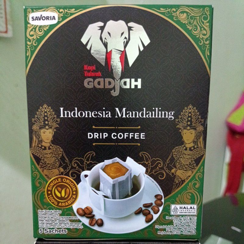 Jual Kopi Tubruk Gadjah Indonesia Mandailing 100% Arabica Drip Coffee 1 ...
