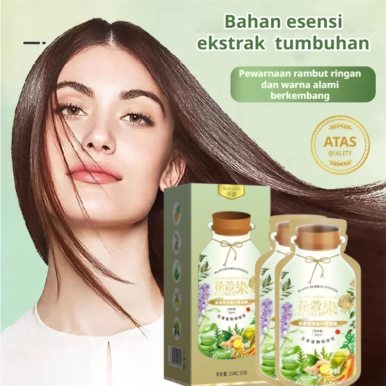 Jual 10pcs] Bubble Hair Color Shampoo Permanent Tanpa Bleaching Herbal ...