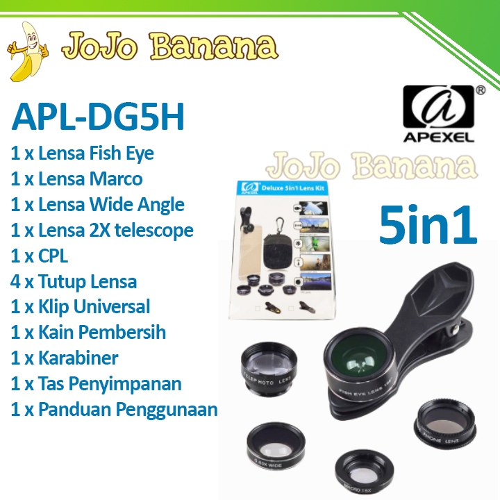 Jual APEXEL 10in1 Lensa Kamera Fisheye Macro Wide Tele CPL Kale
