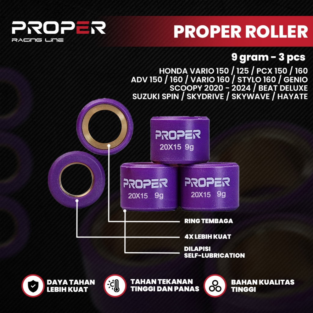 Jual PROPER RACING LINE ROLLER 20X15 9-15 GRAM VARIO 125 150 160 PCX ...