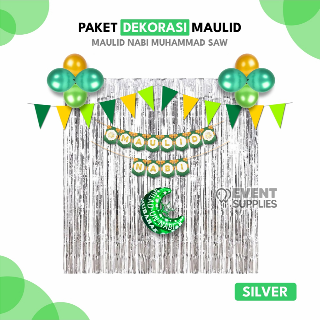 Jual Paket Hemat Dekorasi Maulid Nabi Muhammad / Balon Hiasan Gold ...