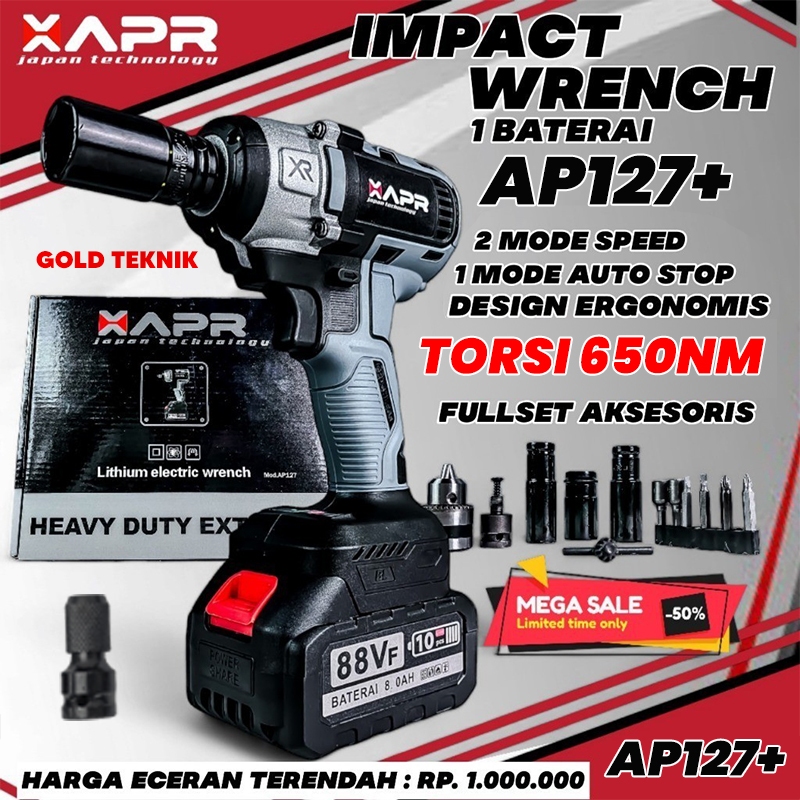 Jual APR Impact Wrench AP127+ 650NM 88vf pembuka roda ban motor mobil ...