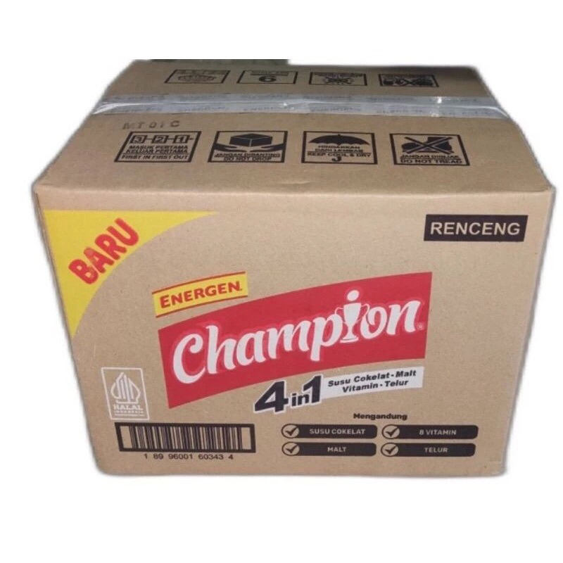 Jual 1 Dus Isi 12 Renteng Coklat Energen Champion 4 In 1 Free Sendok ...