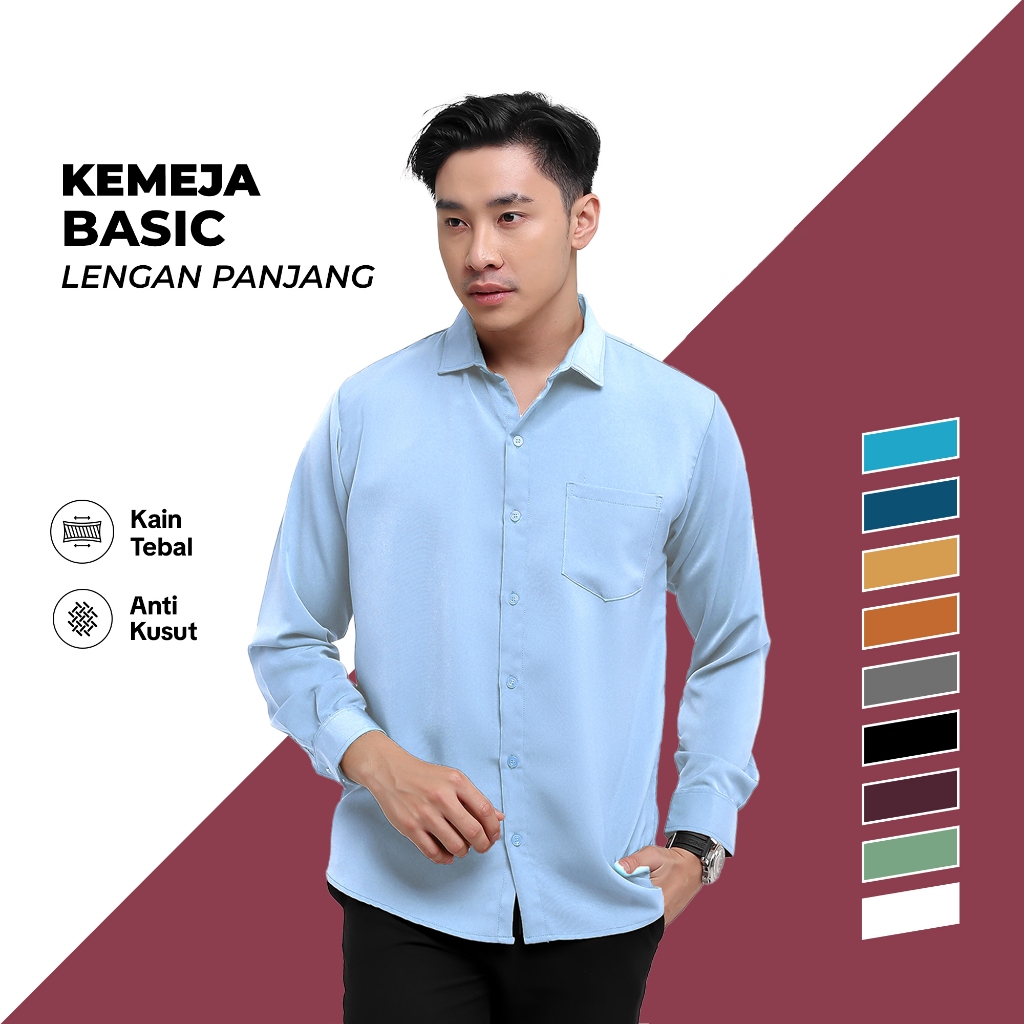 Jual BROGUY Kemeja Basic Lengan Panjang Unisex | Shopee Indonesia