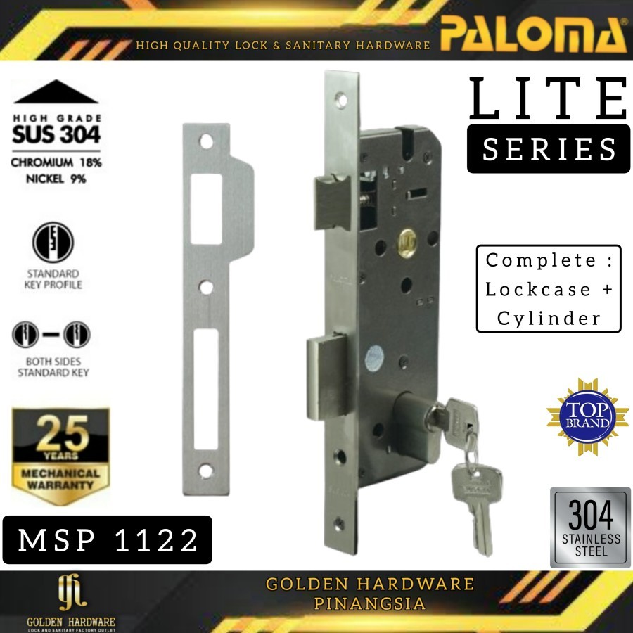 Jual MORTISE LOCK BODY CYLINDER KUNCI PINTU SET SILVER SN PALOMA MSP ...