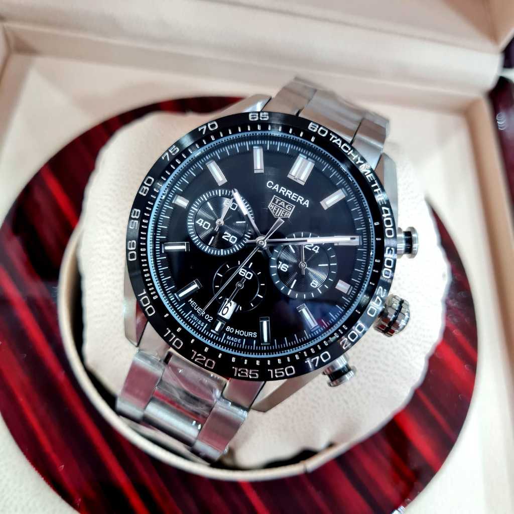 Jam Tangan Pria Tag heuer Carrera Porsche baterai Stainless Steel 44mm Include Box Original