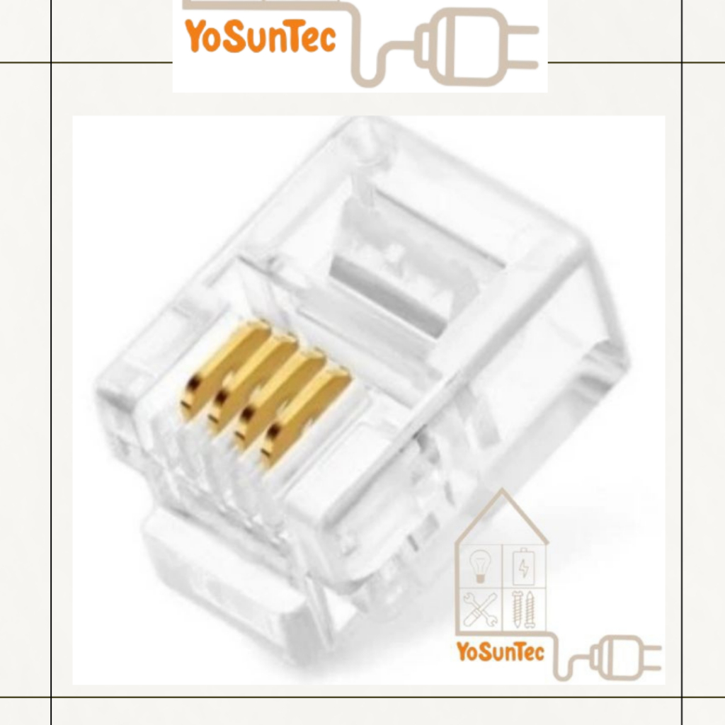 Jual Konektor RJ11 (isi 10) Connector RJ 11 per pcs KABEL Telepon 4 PIN ...