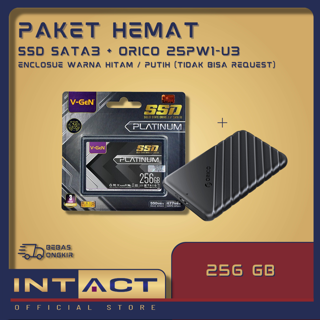 Jual SSD SATA V-GeN HDD/SSD Enclosure ORICO 25PW1-U3 PAKET