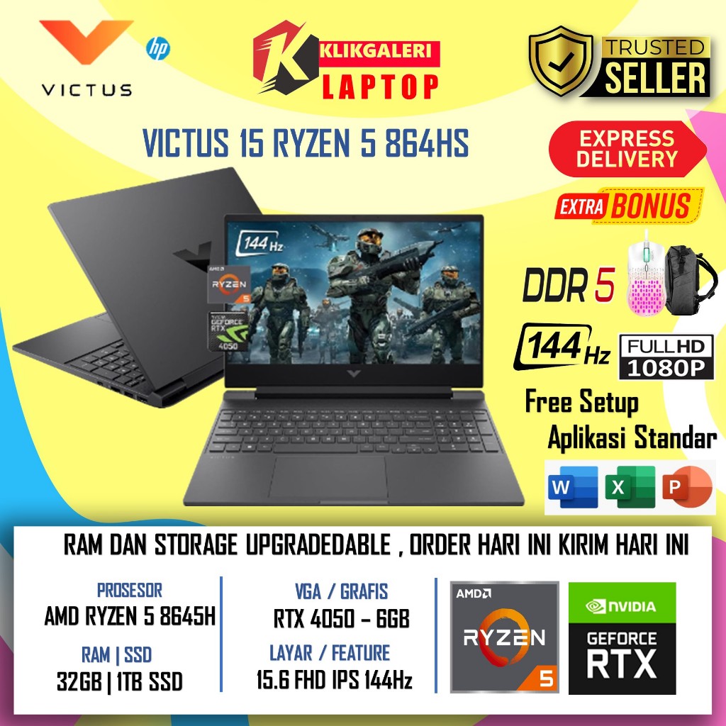 Jual Laptop Gaming Murah HP Victus 15 Amd Ryzen 5 8645H RTX4050 - 6gb