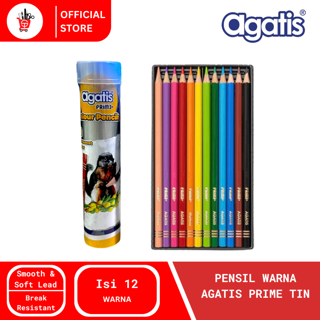 Jual Color Pencil | Pensil Warna Agatis Prime 12 & 24 Warna Tin KALENG ...
