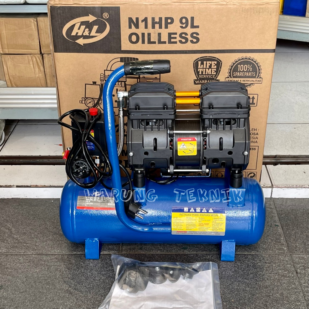 Jual H&L N1HP 9L PORTABLE OILLESS AIR COMPRESSOR - HNL MESIN KOMPRESOR ...