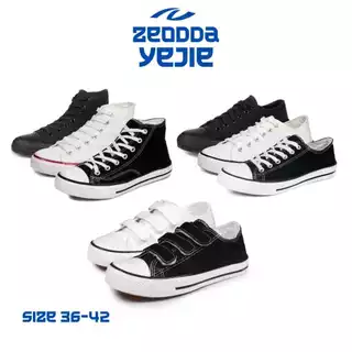 Zeodda "Free Box" Yejie Sepatu Bertali Anti Slip Shoes Kanvas Polos Wanita Gaya Kekinian 1012