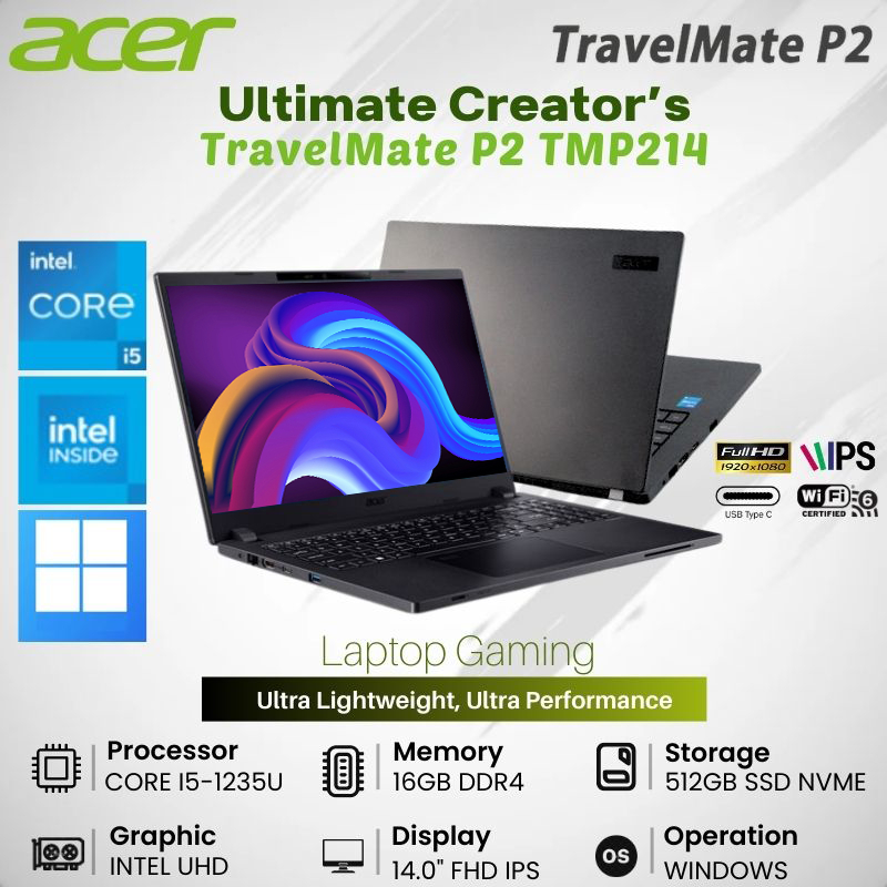 Jual Laptop Multimedia Design Gaming Acer TravelMate P2 TMP214-54 [Core ...