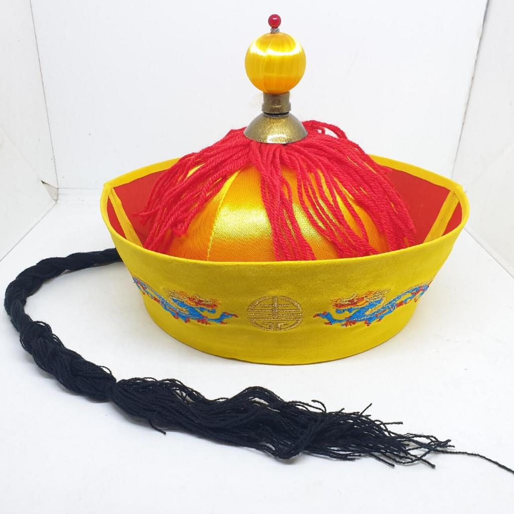 Jual Topi Raja Manchu Mongol Dewasa Kuning Hitam Naga Merah Bordir naga ...