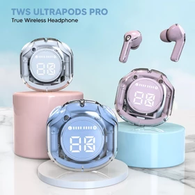 (HOKI) Headset Bluetooth TWS Air31 Wirelles LED Display Tranparan Hifi Sound