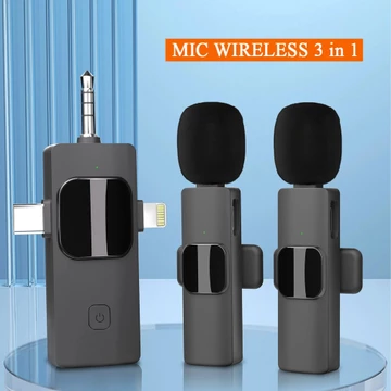 Mikrofon Wireless Lavalier Microphone USB Type C 2.4GHz 2 In 1 2in1 Mikrofon Nirkabel Lavalier