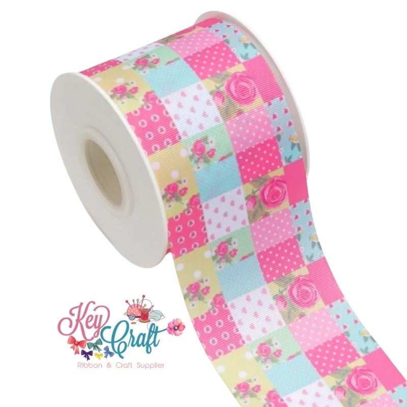 Jual Pita Grossgrain motif pattern flower size 3,8cm (1yard) | Shopee ...