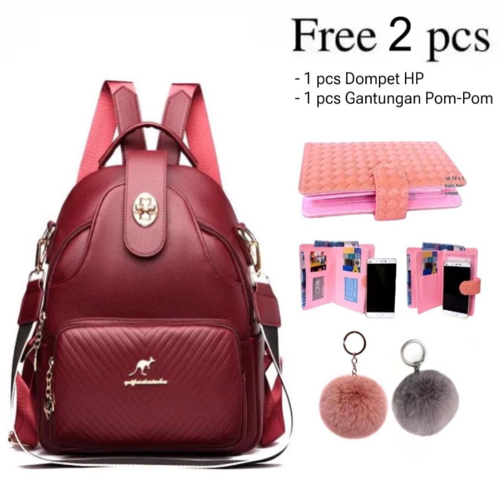 Jual BANYAK BONUSNYA 3IN1 Tas Ransel Wanita ZIZE KANGGURU PAKET
