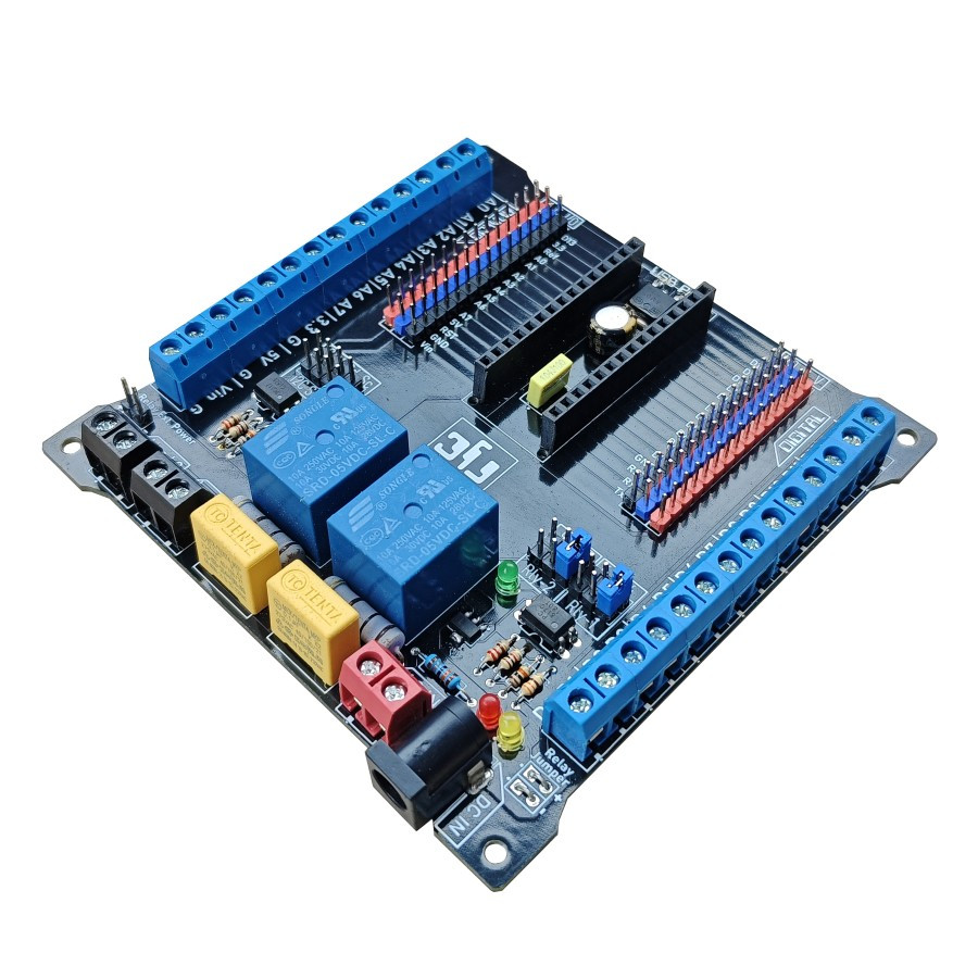 Jual Arduinoo Nano V3 2ch Relay Shield Terminal Extension Baseboard Dev ...