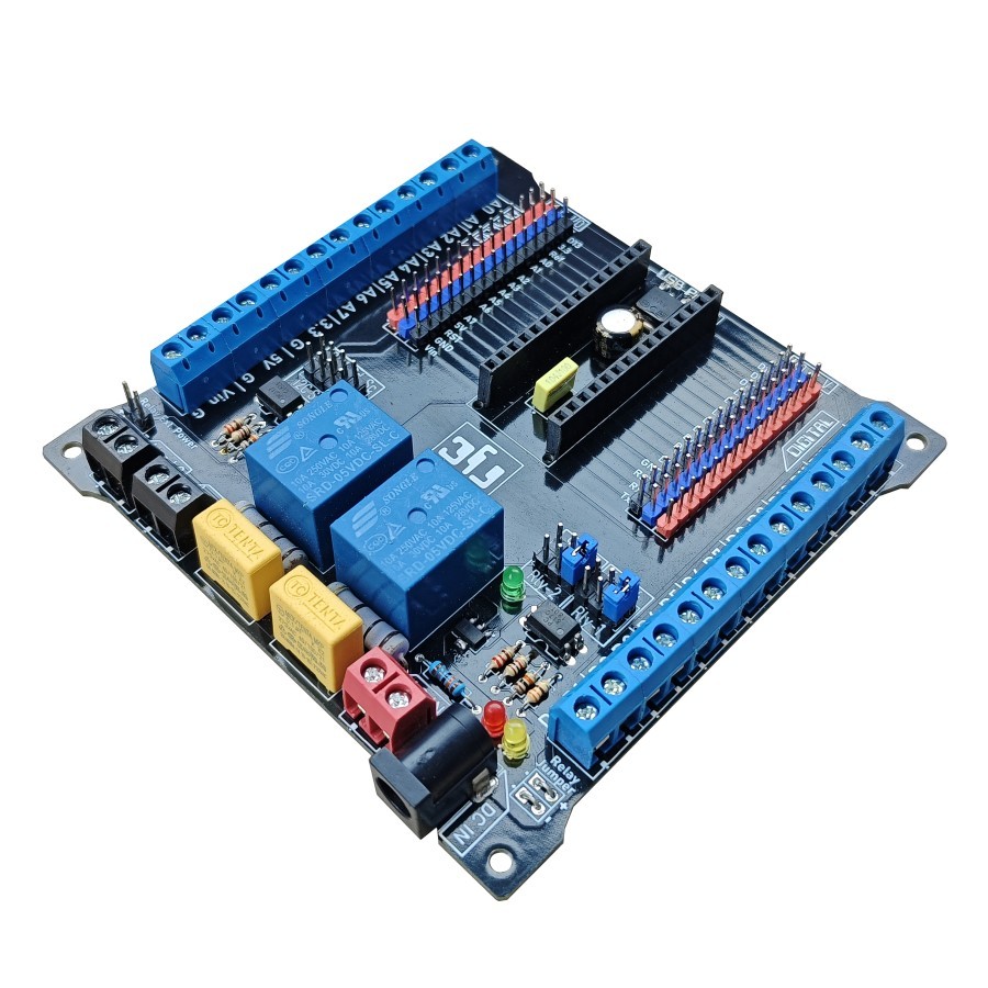 Jual Arduinoo Nano V3 2ch Relay Shield Terminal Extension Baseboard Dev ...