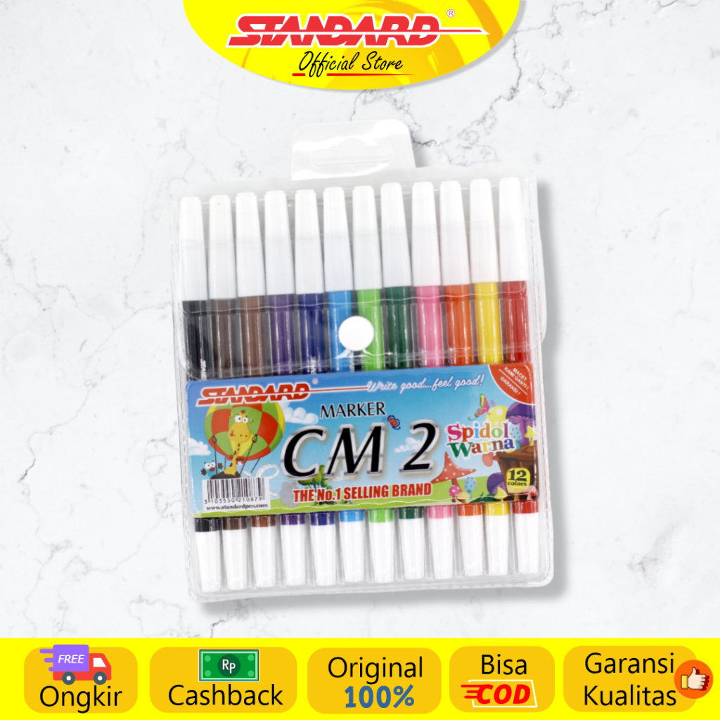 Standard - Coloring Marker - CM 2 Mix 12 Color ( Spidol Warna Warni )