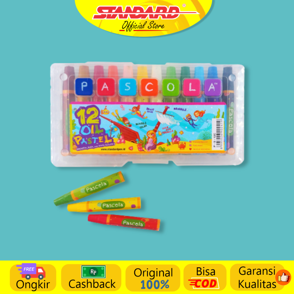 Standard - Pascola Oil Pastel 12 / Set ( Crayon / Pewarna / Coloring )