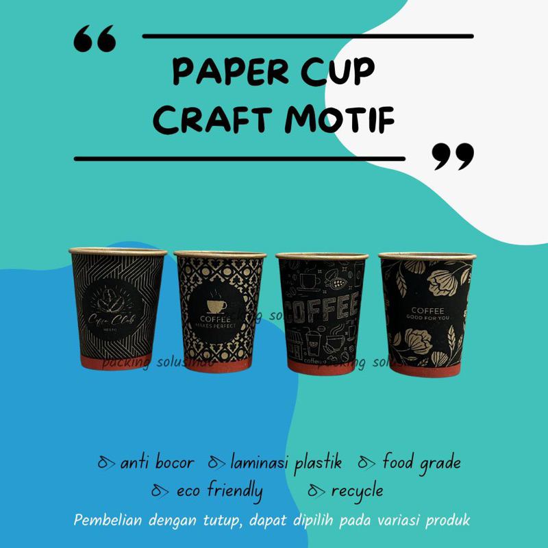 Jual Paper cup Craft motif/gelas kertas multi colour 8,5oz cocok untuk ...