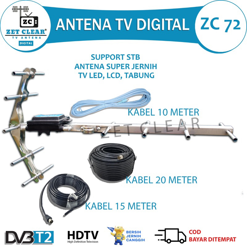 Antena TV Digital outdoor Zet Clear 72 Bisa Untuk Set Top Box STB Luar Ruangan