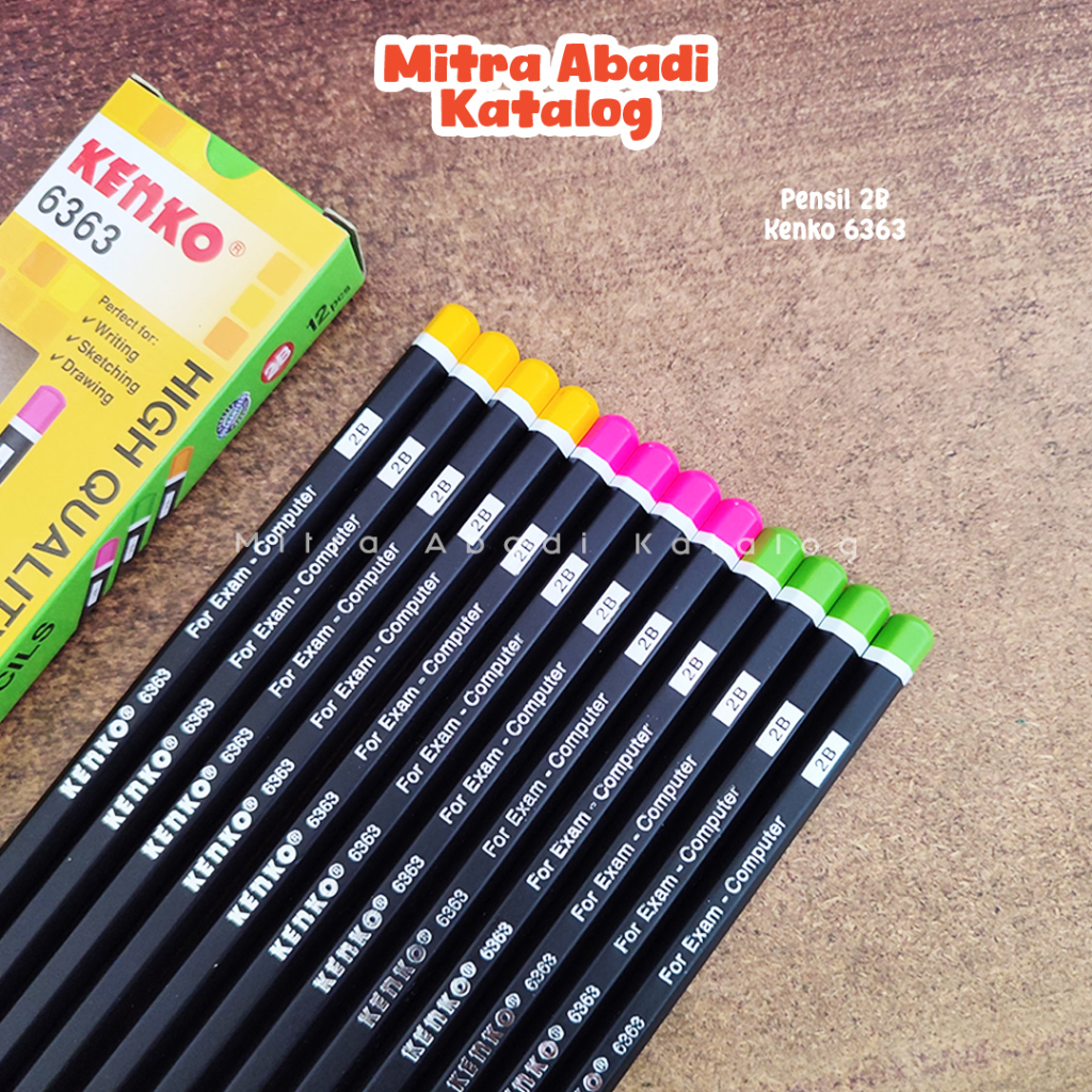 Jual (12 PCS) PENSIL 2B KENKO 6363 / 1 pack pak kenko 6363 pencil kayu ...