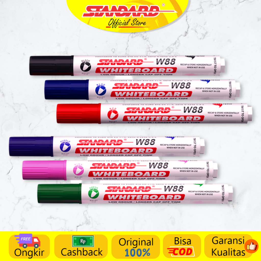 Standard - W88 Whiteboard Marker Warna Pink, Green, Violet @2 pcs ( Spidol yg bisa dihapus ) (3)