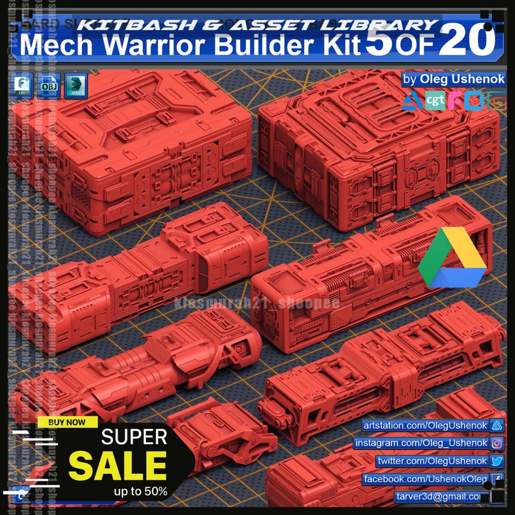 Jual Mech Warrior Hard Surface Kitbash 5 of 20 - Kitbash 3D | Shopee ...