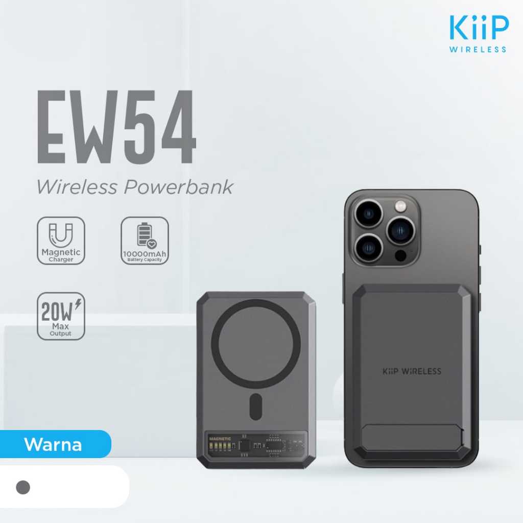 Jual EW54 KiiP Wireless Power Bank Magnetic Magsafe 20W-10000 mAh