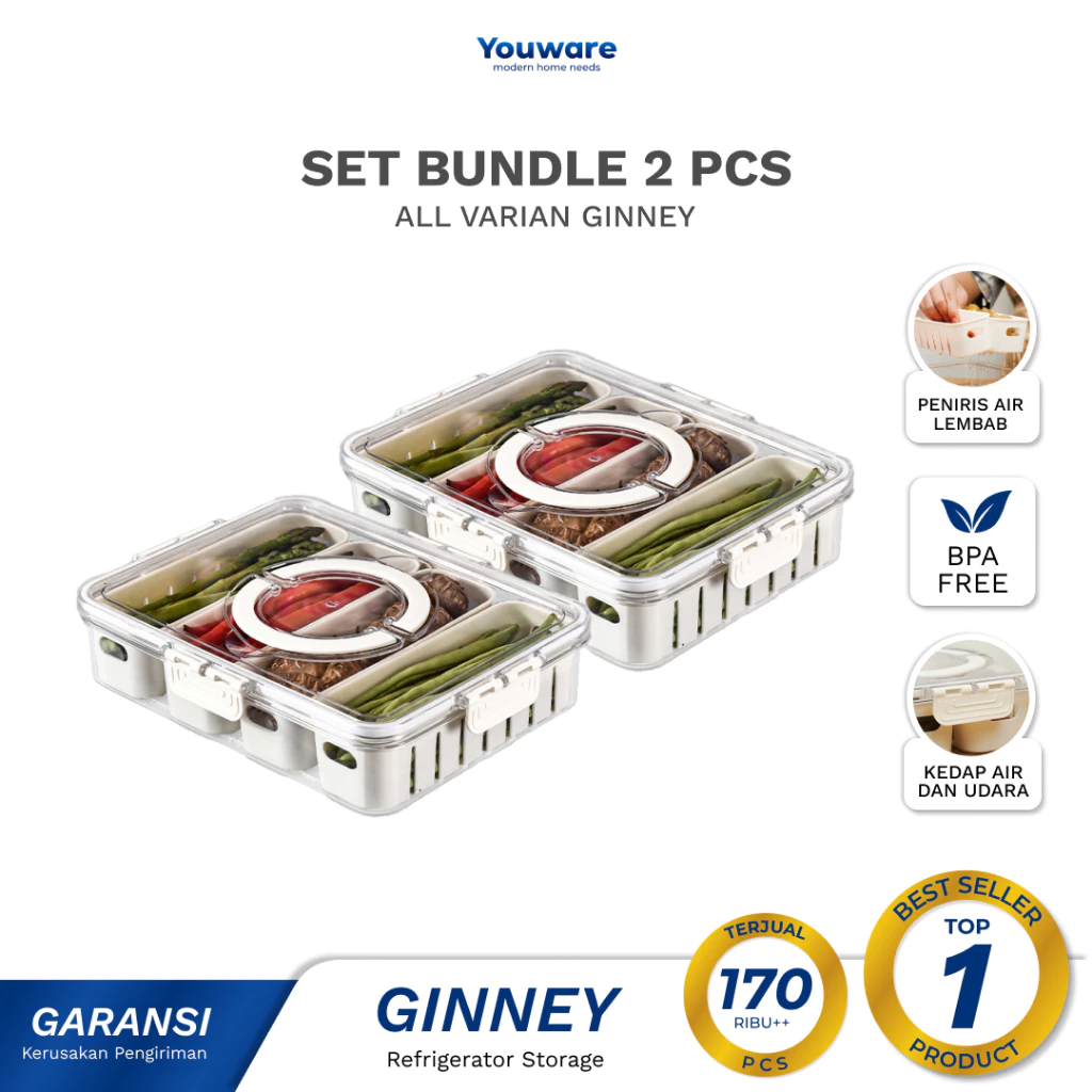 Youware Ginney Set Wadah Food Prep Ergonomis & Anti Bocor
