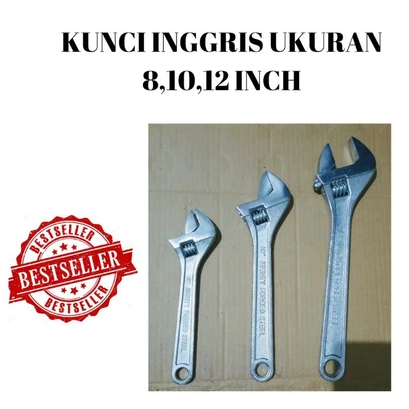Jual KUNCI INGGRIS UKURAN 8 / 10 / 12 INCH BAHAN BESI TEBAL WARNA