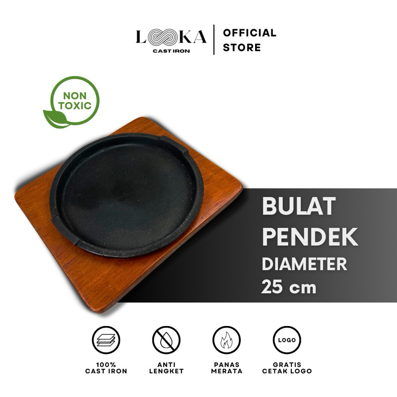 Jual Looka Cast Iron Hot Plate Piring Steak Bulat Diameter Cm Shopee Indonesia