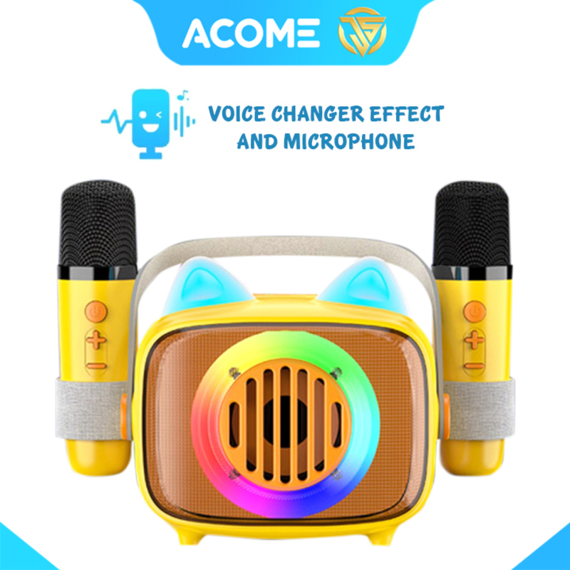 Jual ACOME Speaker Karaoke RGB Bluetooth + 2 Pc Mic Wireless A18 ...