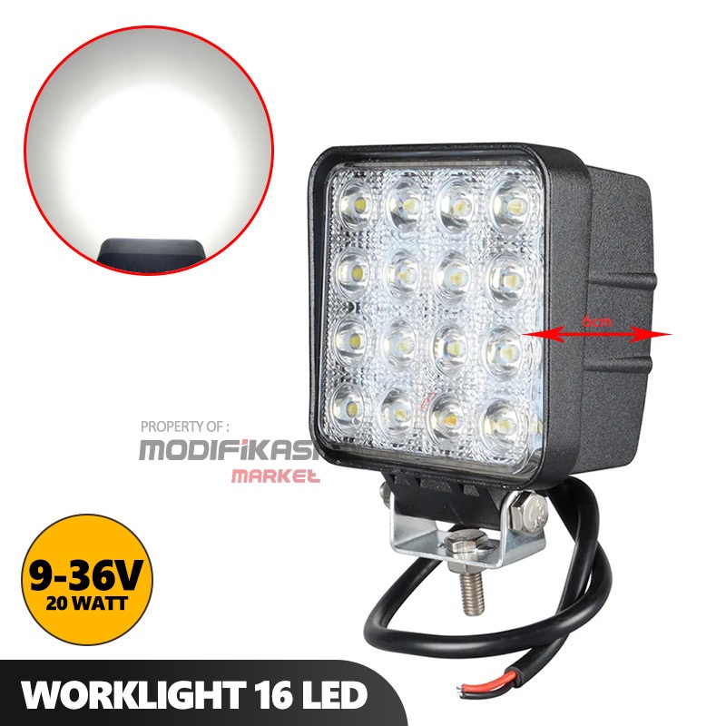 Jual Worklight Lampu Tembak Sorot OFF-ROAD 48W 16 Titik LED 9-36V Tebal ...
