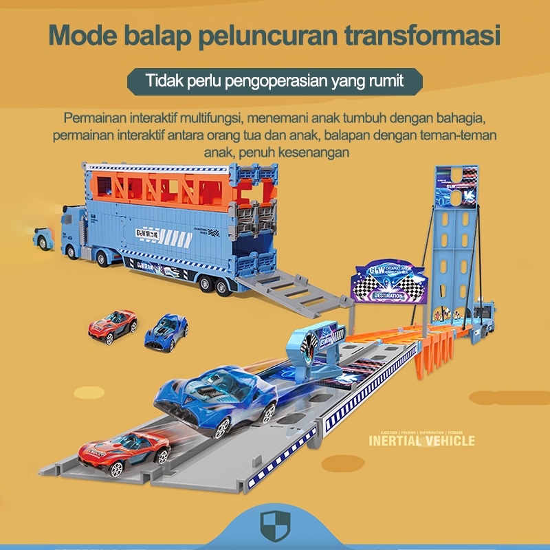 Jual Mobil Truk Container Mainan Hauler Truk dengan Lintasan Balap ...