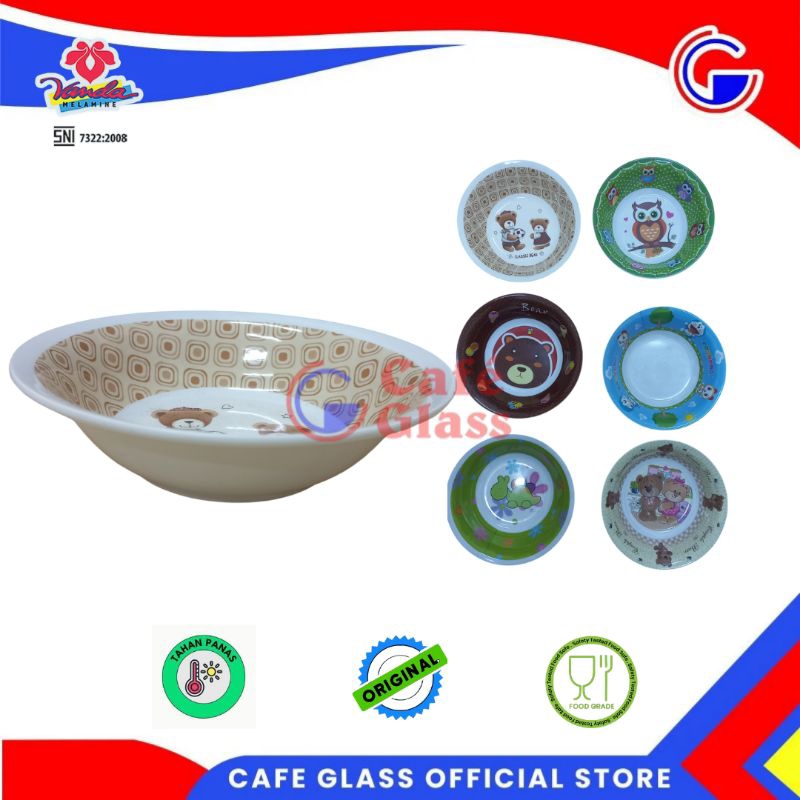 Mangkok Anak Melamin Karakter - Mangkok Bakso 7 Vanda - Mangkok Bayi Bubur Mpasi Motif Lucu