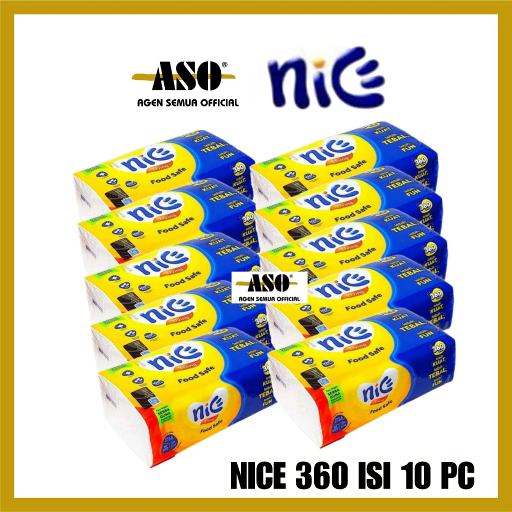 Jual [ PAKET ISI 10 ] Tisu Tissue NICE 360 helai 180 sheet 2ply PROMO ...