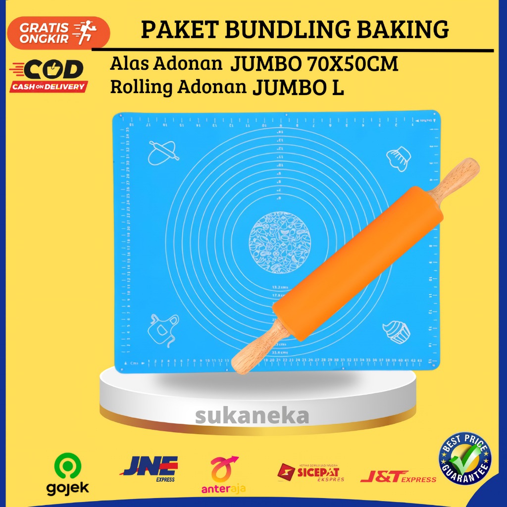 Jual Paket Bundling Mat Alas Adonan Jumbo + Rolling Silikon Kue Tatakan ...