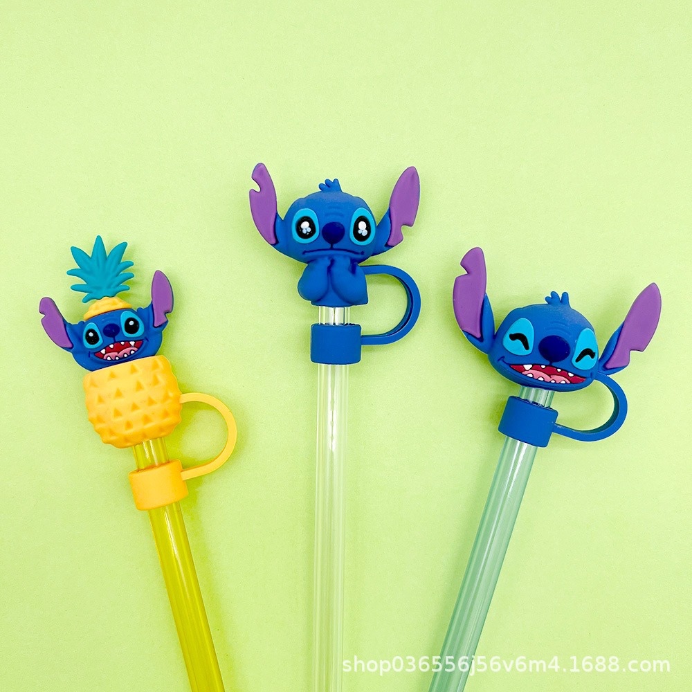 Jual 10mm Stitch tutup sedotan silikon Penutup motif karakter imut ...