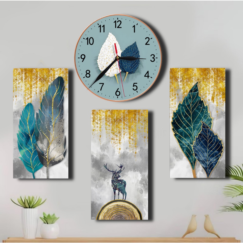jam dinding | jam dinding kamar | Hiasan dinding kamar - Set O Series Gold