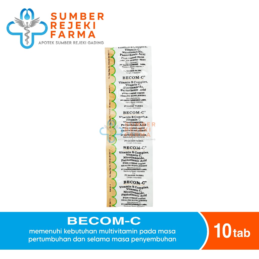 Jual Becom - C - Multivitamin dan Mineral Zinc (10 Kaplet) | Shopee ...