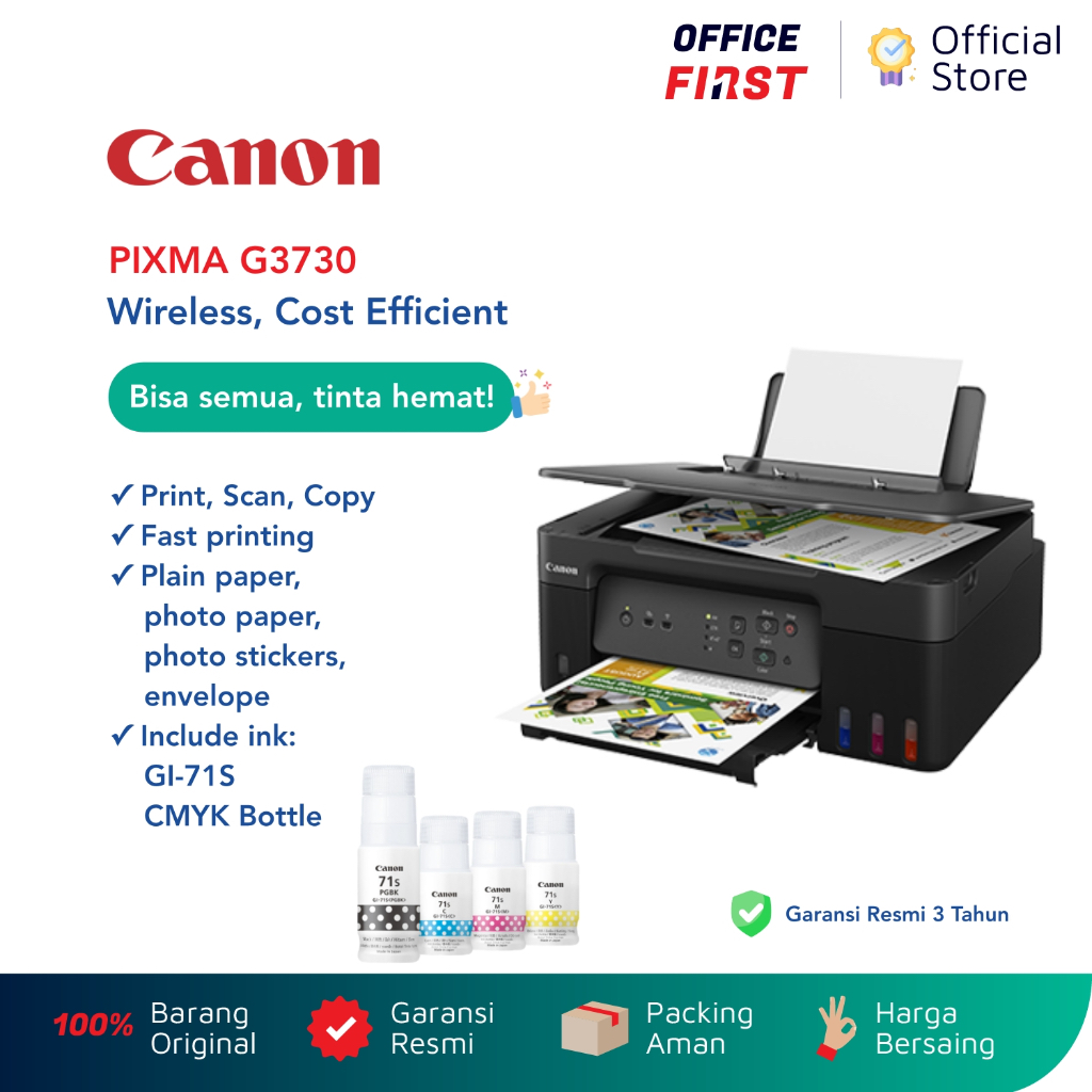 Jual Printer Canon PIXMA G3730 Ink Tank Print Scan Copy Wireless / GI ...