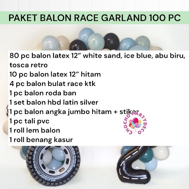 Jual Paket Balon RACE CAR HOTWHEELS ANGKA GARLAND 100 PC / Dekorasi ...